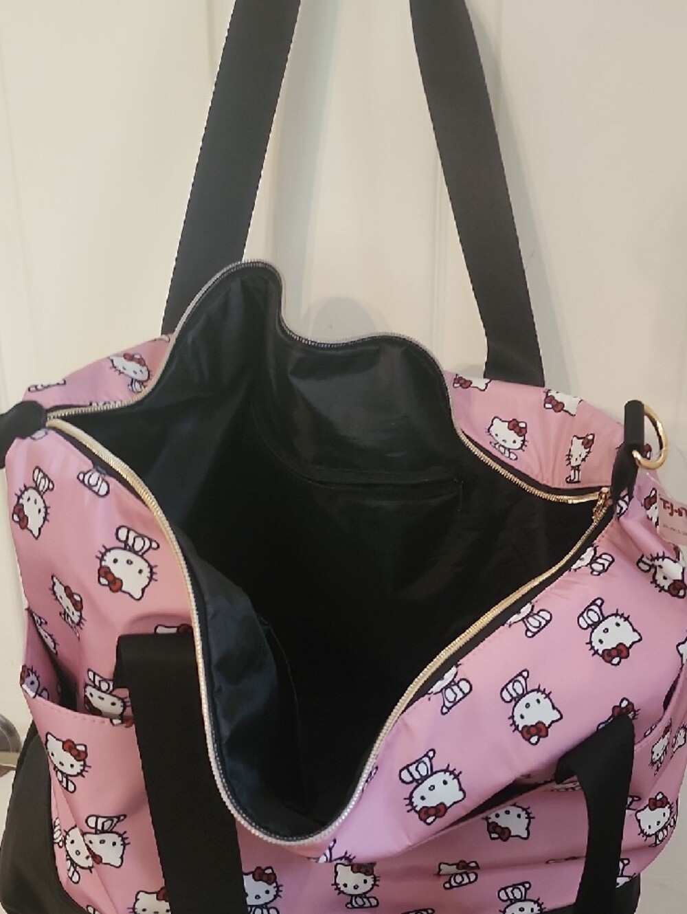 Hello Kitty Pink and Black Tote with All-Over Print - Picture 3 of 6